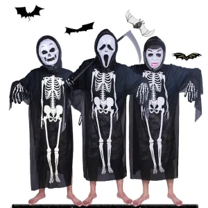 1 Halloween Skeleton Ribs Ghost Masquerade Costume for Adults and Children