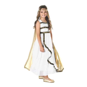 12-14Y Girls’ Ancient Greek Toga Costume Set Roman Egyptian Princess Athena Halloween Outfit Breathable Polyester