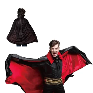 150 cm Dracula Vampire Black and Red Hooded Reversible Masquerade Cape