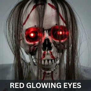 160 cm Halloween Hanging Ghost Prop with Sound, Red Glowing Eyes, Blood Skull, and Clothes