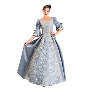 18th Century European Court Ball Gown Lace Trimmed Polyester Dress Queen TV Movie Cosplay Costume