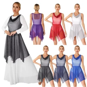 2 Piece Dance Costume Sleeveless Dance Dress Dancewear for Choir Performance Stage Dance Wear Dancewear