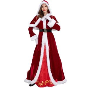 2024 Red Riding Hood Long Dress Christmas Santa Party Cosplay Costume