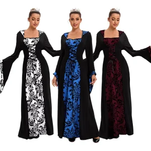 3 Colors New Woman Retro Medieval Retro Artistic Long Dress TV Movie Costume Halloween for Party