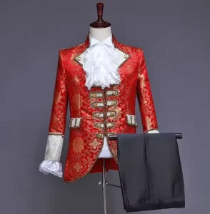 3-Piece Men’s Prince Bridegroom Wedding Costume Set with Vest, Jacket, and Pants