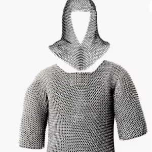 316L Stainless Steel Wire Chainmail Shirt with Coif Medieval Knight Armor Welded Mesh