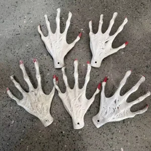 5Pcs Realistic Halloween Skeleton Hands Plastic Zombie Hand Props Spooky Bone Decor for Graveyard Haunted House