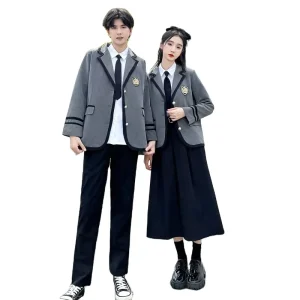 Academic Style School Uniform Suit with Blazer, Dress, and Pants