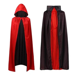 Adult Black and Red Vampire Cosplay Costume with Party Cloak