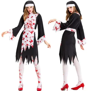 Adult Bloody Nun Vampire Zombie Costume Dress