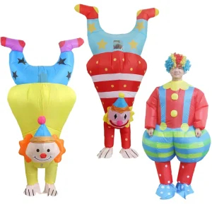 Adult Carnival Inflatable Clown Fat Costume Handstand Bodysuit for Role Playing Performance Wear Polyester Rayon 150 190cm