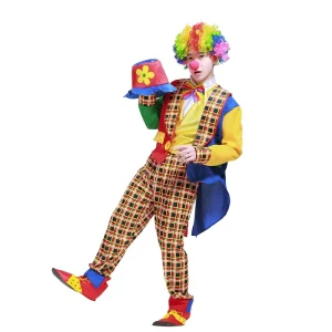 Adult Circus Clown Costume with Shorts, Jacket, and Suit Components for Halloween Cosplay