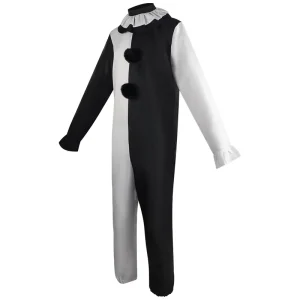 Adult Clown Cosplay Costume Jumpsuit and Mask for Halloween and Stage Performance