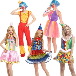 Adult Clown Costume Ladies Clown Suit Halloween Carnival Cosplay