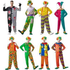 Adult Clown Costume Set for Halloween Carnival Circus Party Performance Stage Show Festival Event Bulk
