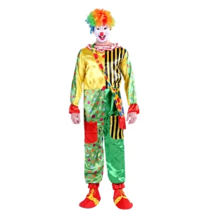 Adult Clown Costume with Accessories and Colorful Design for Carnival Performance