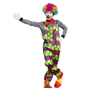 Adult Clown Party Costume Suit with Wig and Mask for Stage Performance