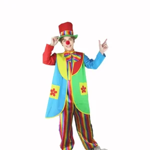 Adult Color Block Clown Costume with Long Sleeves