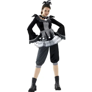 Adult Couple Evil Clown Circus Cosplay Playsuit Costume, M-XL