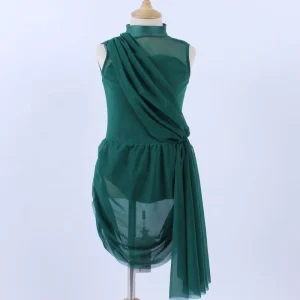 Adult Dance Stage Show Lyrical Dress Dance Wear Women Dark Green Jazz Dance Wear Costume