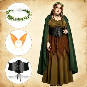 Adult Green fairy Elf Angel Design Halloween Cosplay Stage Performance Festival Party Themed Event Fashionable Roleplay Costume