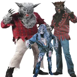 Adult Grey Werewolf and Brown Zombie Costume Suit for Halloween Performance