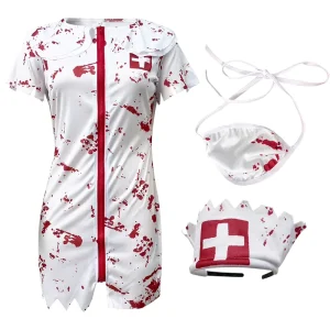 Adult Halloween Horror Men’s and Women’s Nurse Costumes Bloody Doctor Costumes for Cosplay Gathering