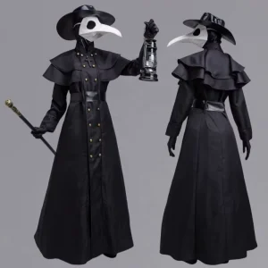 Adult Halloween Medieval Steampunk Plague Doctor Costume Long Beak Bird Man Outfit