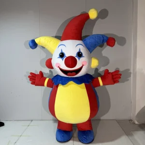 Adult Inflatable Clown Mascot Costume Plush Jester Walking Cartoon Character