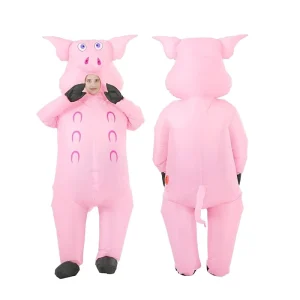 Adult Inflatable Pink Pig Mascot Costume for Halloween Party