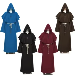 Adult Medieval Friar Priest Wizard Cosplay Costume Robe and Pants