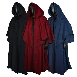 Adult Medieval Hooded Monk Wizard Robe Costume, Polyester