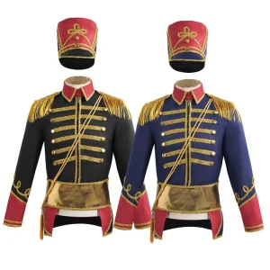 Adult Medieval Royal Men Halloween Drum Trumpet Team Royal Honor Guard Nutcrackers Costume MDEC 027