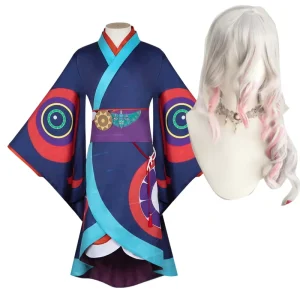 Adult Men Anime Medicine Seller Cosplay Blue Kimono Costume or Wig AOKG 199