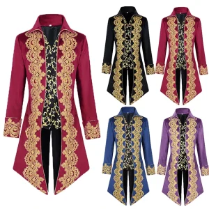 Adult Men’s European Medieval Court Mid-Length Punk Tailcoat Costume MDEC-036