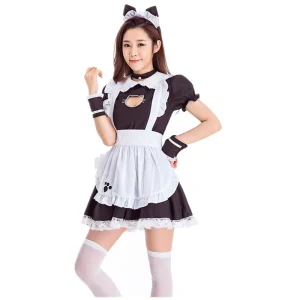 Adult Multi-Layer Ruffled Apron-Style Maid Uniform Stage Performance Costume