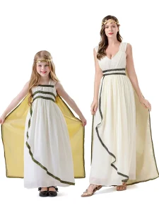 Adult Parent Child Halloween Greek Goddess Style Party Dress Costume Dance Performance Costumes for Women Kids