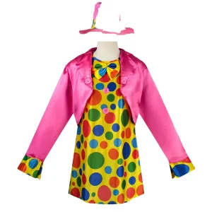 Adult Pink Dot Clown Cosplay Costume for Halloween Party Performance