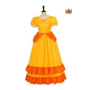 Adult Princess Daisy Dress Anime Cosplay Costume