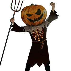 Adult Pumpkin Skeleton Halloween Costume 2-Piece with 3D Mask