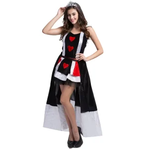 Adult Queen of Hearts Cosplay Costume with Top, Skirt, and Tiara