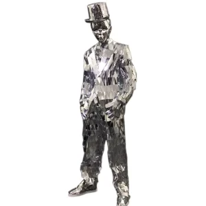 Adult Reflective Silver Sequined Robot Costume Suit for Dance Stage Performance Party Rave
