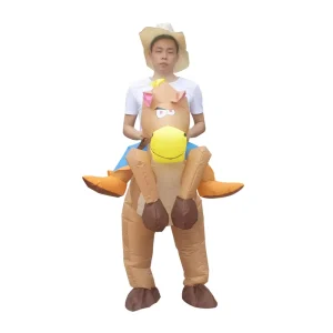 Adult Size Disfraz Caballo Cosplay Party Ride on Mascot Costume Blow up Suit Inflatable Donkey Cowboy Horse Costume