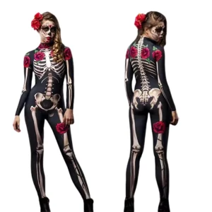 Adult Skeleton Printed Jumpsuit Costume