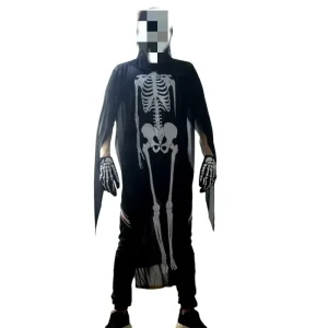Adult Unisex Black Skeleton Ghost Halloween Costume