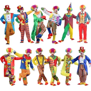 Adult Unisex Clown Costume Set Polyester for Stage Performance
