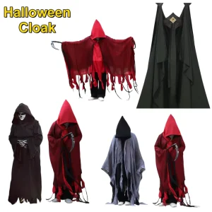 Adult Unisex Halloween Black and Red Witch Vampire Hooded Cape AL046-W
