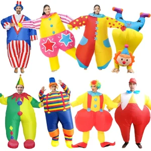Adult Unisex Inflatable Clown Costume for Halloween Carnival Cosplay, Big Butt