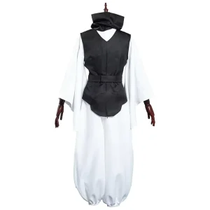 Adult Unisex Japanese-Style Cosplay Costume, Black and White Kimono Uniform Full Set