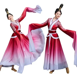 Adult Unisex Long Sleeve Polyester Tutu Skirts Dance Costume Flowing Chinese style Han tang National color Classical Dance